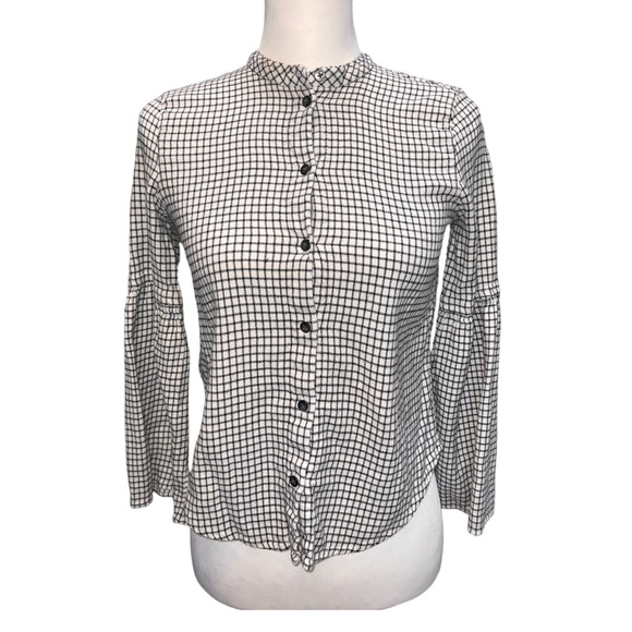 Madewell🦎Bell Sleeve Windowpane Button Down 🌵 - Picture 3 of 6